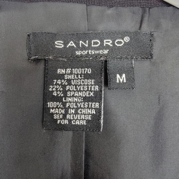 Sandro Sportswear Classic Black Fitted Three Button Blazer - Size M - Picture 3 of 4